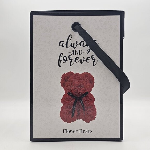 Always And Forever Faux Rose Flower Bear Figure Valentines Day Gift Maroon 9 in - Picture 5 of 10